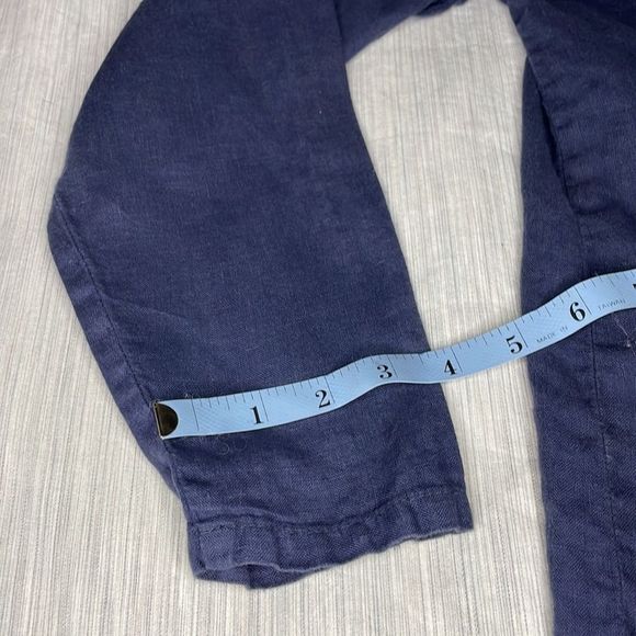 RUSS BERENS MALIBU linen long sleeve button down shirt in a washed navy - Picture 12 of 12